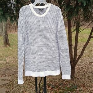 Express Sweater Mens  Large Gray Pullover Crew Neck Long Sleeves Knit 74% Cotton